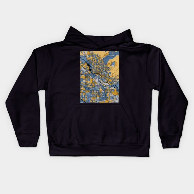 Boise Map Pattern in Blue & Gold Kids Hoodie by PatternMaps